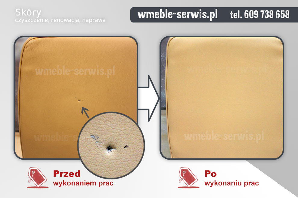 Naprawa dziury w fotelu ze skóry Warszawa