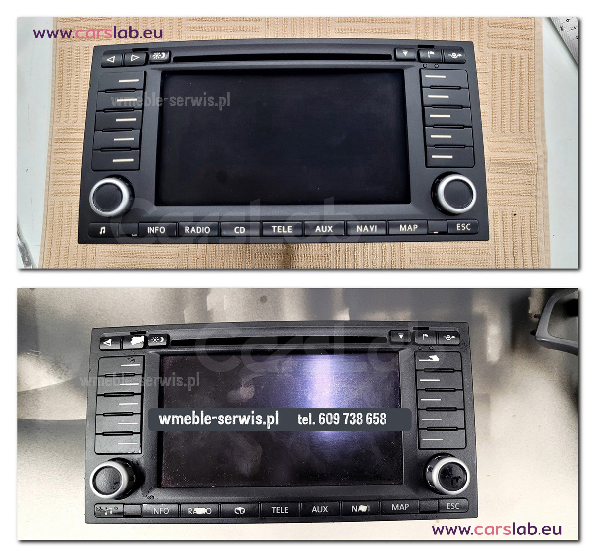 Kompleksowa renowacja konsoli środkowej VW T5 – kleisty lakier, wytarte przyciski, niewidoczny ESP... Wszystko odtworzone!