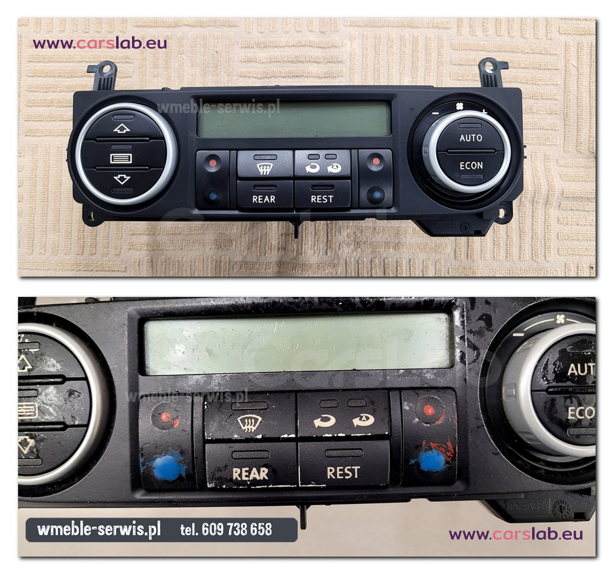 Kompleksowa renowacja konsoli środkowej VW T5 – kleisty lakier, wytarte przyciski, niewidoczny ESP... Wszystko odtworzone!