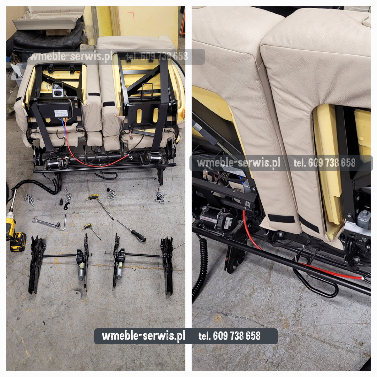 Naprawa, regulacja tylnego fotela z funkcją spania